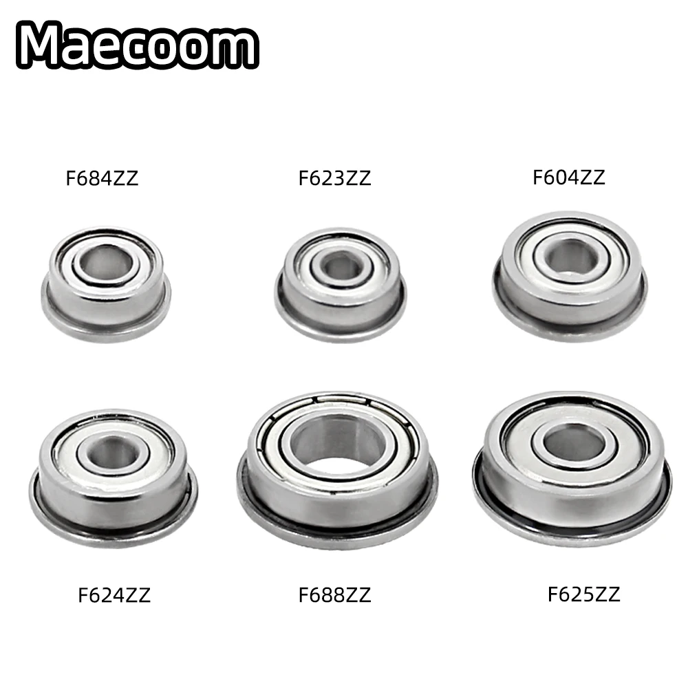 

10pcs Flange Ball Bearings F604ZZ F623ZZ F624ZZ F625ZZ F684ZZ F688ZZ 3D Printers Parts Deep Groove Pulley Wheel Aluminium Part