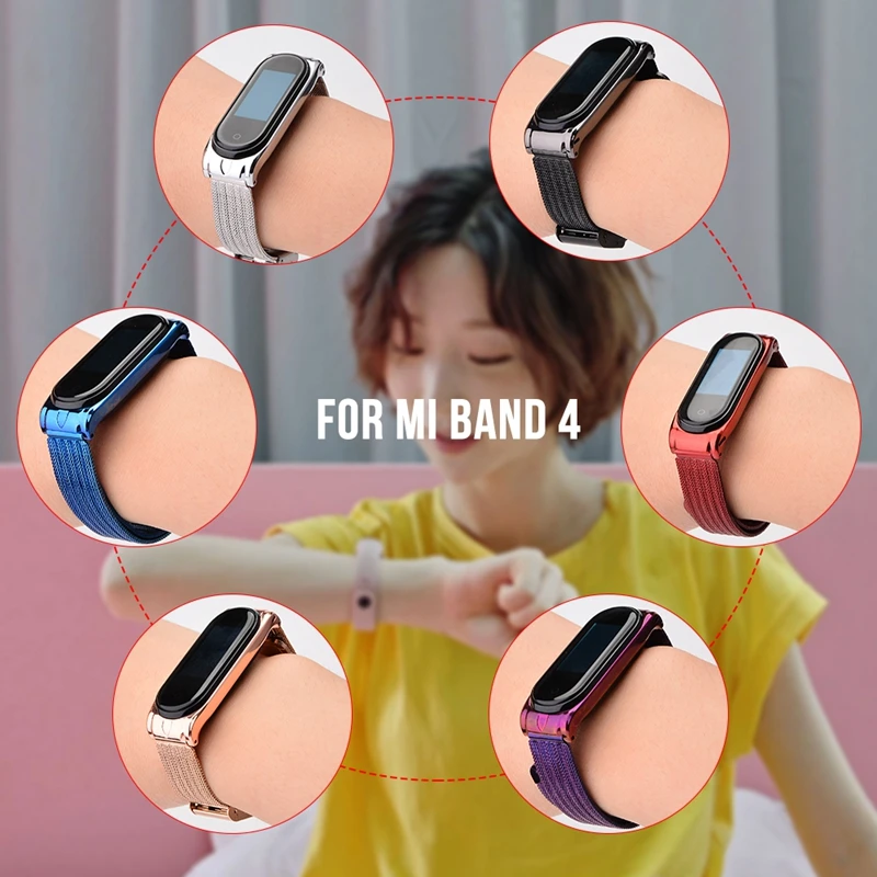 Браслет mi Band 4, металлический браслет из нержавеющей стали для Xiaomi mi, браслет mi Band 4, браслет Pulseira mi band 4, красный, черный