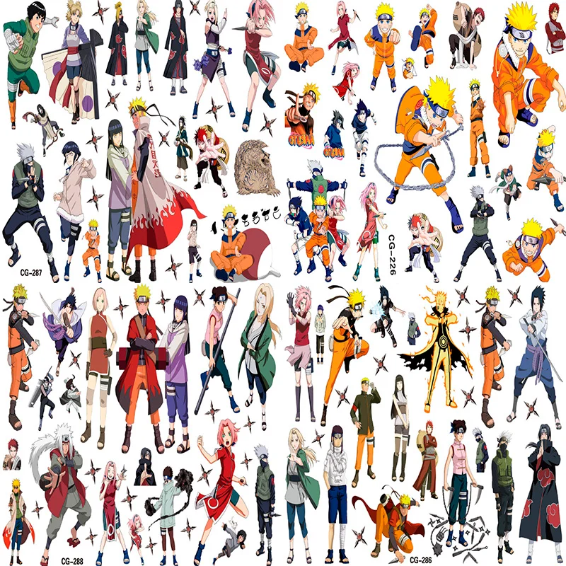 Мультяшные аниме наклейки с татуировками наруто водонепроницаемые для