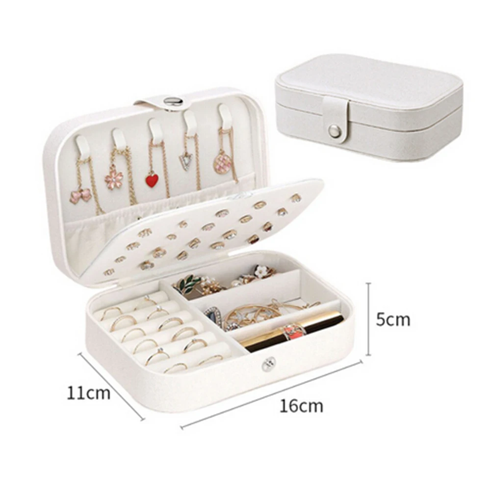 

Swabs-Holder Bathroom Storage Box Portable Earring Holder Container Leather Jewelry Box Organizer Display Case