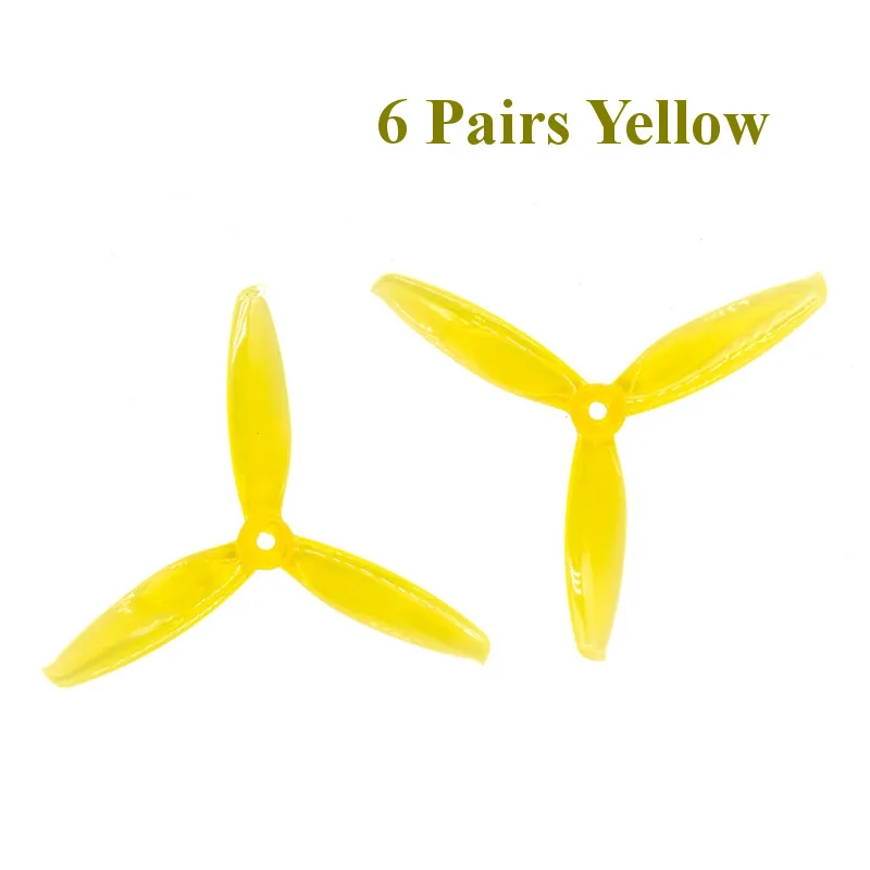 6 Pairs Yellow 24 шт./, 12 пар носочков на Gemfan Windancer 5043 5x4,3 5 дюймов 3-лопастной пропеллер M5 по часовой стрелке и против часовой стрелки для Радиоуправляемый гоночный Дрон с видом от первого лица запасные Запчасти - Цвет: 6 Pairs Yellow