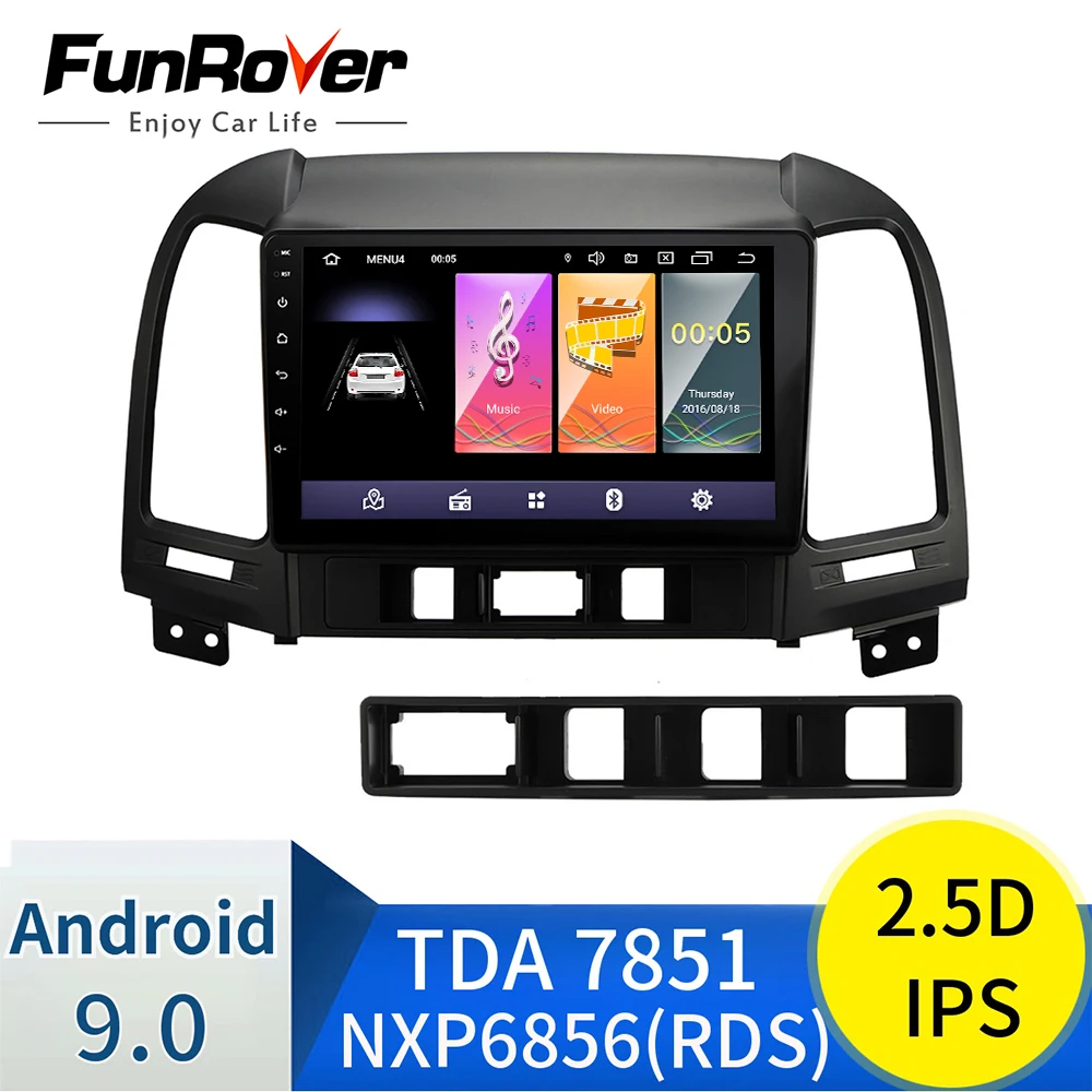 Android 9,0 2.5D+IPS DSP автомобильный Радио мультимедийный видео плеер для hyundai Santa Fe 2 2006-2012 навигация gps 2 din без dvd