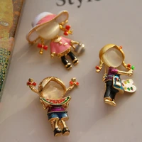 lovely girl enamel opal brooch girl clothing accessories sweet girl pin brooches