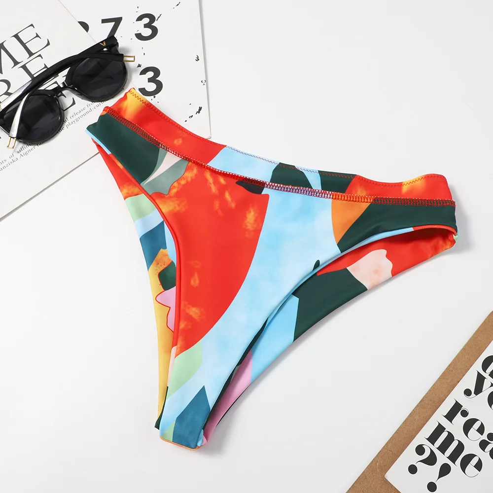 

Sexy split bikini with double-sided printed bow