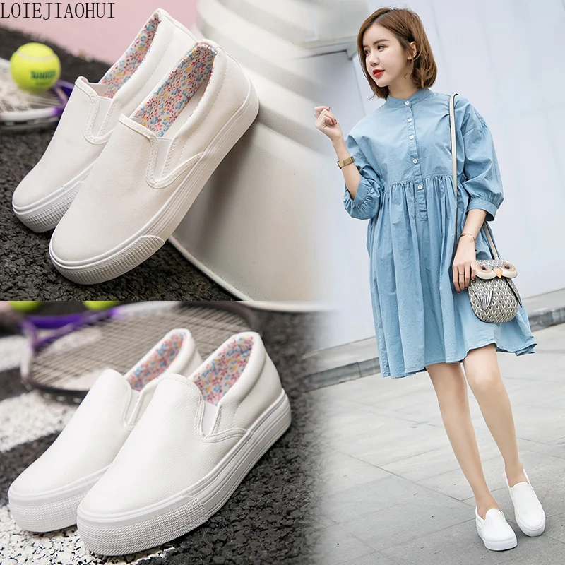 Новинка 2020 года модные маленькие белые парусиновые туфли женская обувь