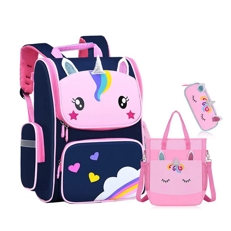 Children 3D Cartoon School Backpack For Boys Girls Cute Pink Blue All Open Book Bag Kids Lightweight School Bags Elementary Gift