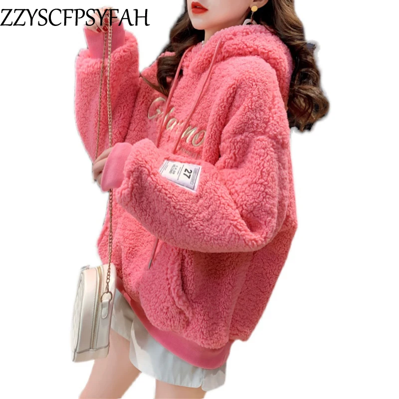 Новая модная кашемировая женская зимняя повседневная милая плюшевая Толстовка