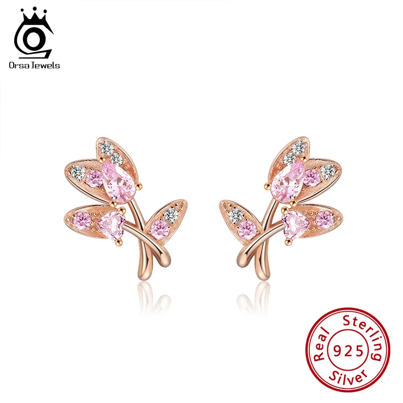 ORSA JEWELS браслет из чистого серебра с цирконием АААА в форме листа тонкая цепочка