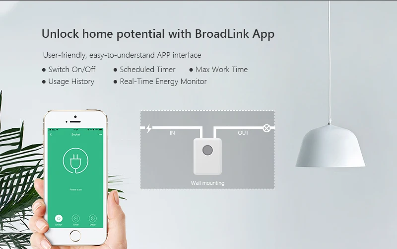 BroadLink BestCon SCB1E Измерение мощности беспроводной смарт 16A выключатель света работает с Alexa и Google Home