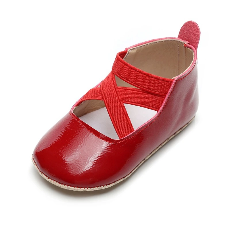 

Baby Shoes Moccasins Toddler Girls PU Anti-Slip Shoes Newborn Cross Elastic Princess First Walkers Infant Soft Soled Shoes