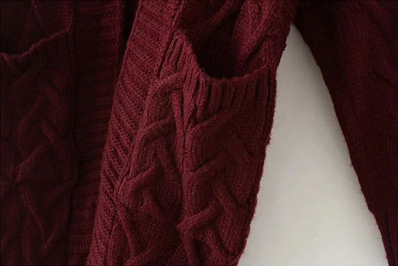 Женский зимний осенний длинный вязаный свитер с v образным вырезом пальто