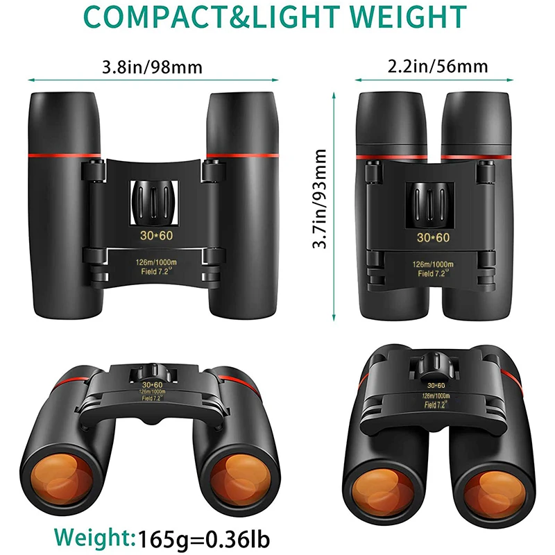 HD Lightweight Small Powerful Binoculars Long Range Telescope Zoom 30x60 Jumelles Camping Equipment Monocular for Hunting | Инструменты