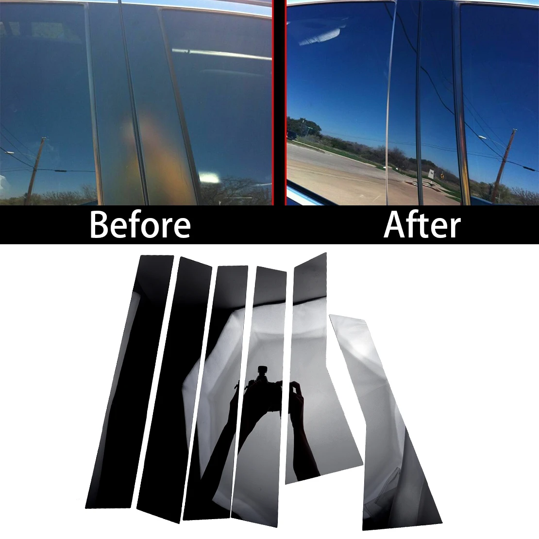 

6Pcs/Set Car Exterior Black Window B C Pillar Post Door Piano Cover Trim Decor Fit for Honda CRV 2012 2013 2014 2015 2016