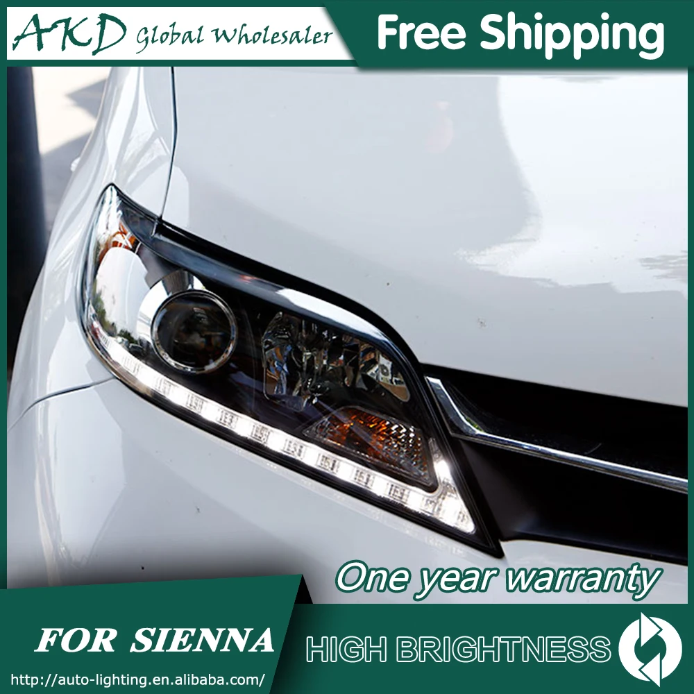 Фары для Toyota Sienna 2011 2019 DRL дневные ходовые огни Головной фонарь светодиодный