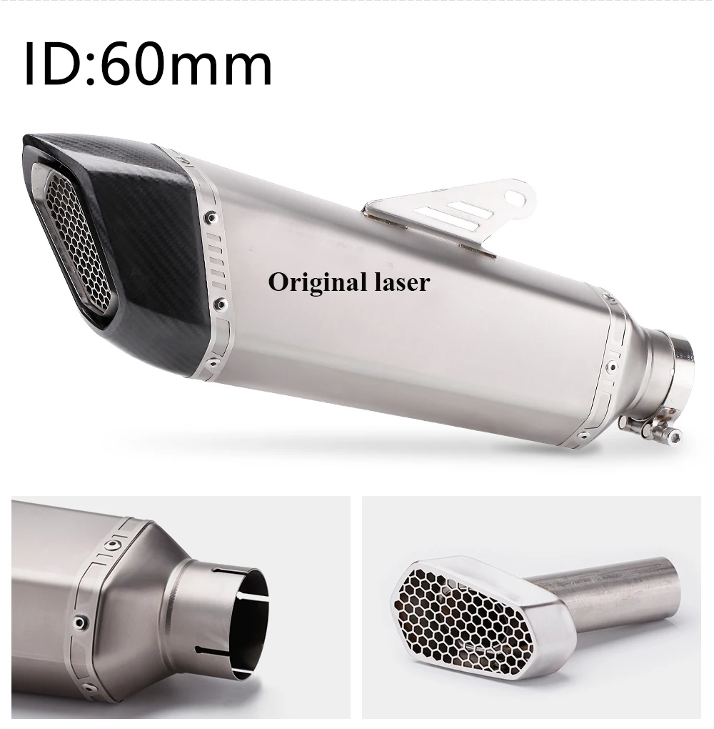 

60 мм/51 мм мотоциклетный выхлопной глушитель из модифицированного углеродного волокна с обеих сторон для BMW s1000rr R1200GS ZX10R TMAX 530 560 Z1000 R15