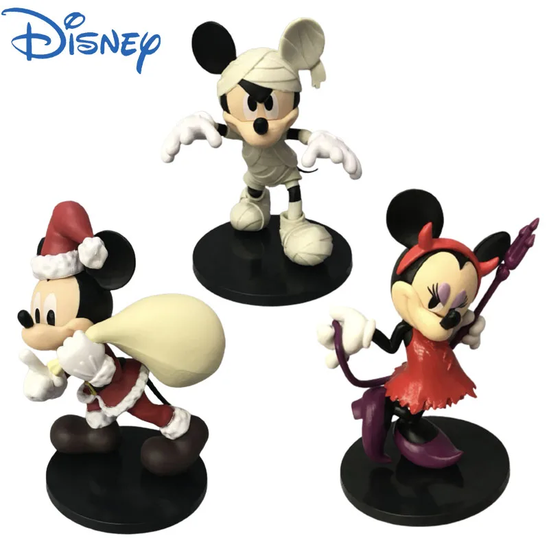 

12cm Disney Minnie and Mickey Action Figure Toy Christmas Figure Mickey Halloween Minnie Figuras Decorations Gifts for Children