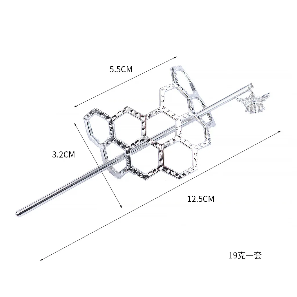 

Creative Bee and Honeycomb Hair Fork Hairpins Retro Alloy Hairpin for Women Gold Silver Metal Hairpin 2021 Hot Sale