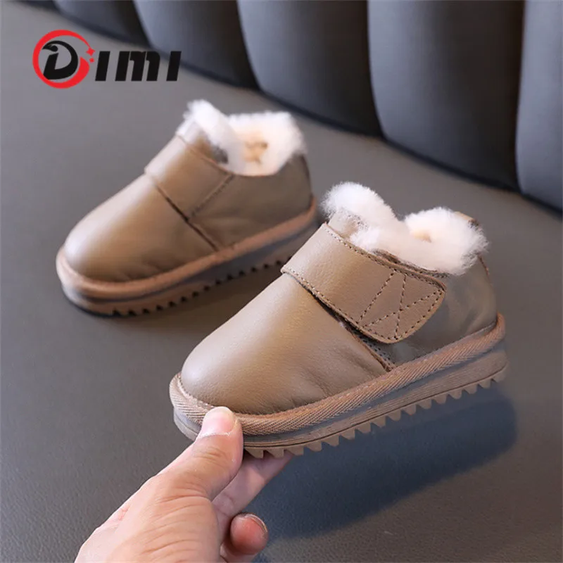 Зимние детские ботинки DIMI из натуральной кожи для мальчиков и девочек модные
