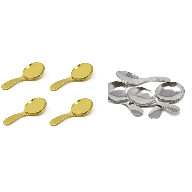 

8 Pcs Stainless Steel Short Handle Spoons Mini Salt Spoons Condiments Spoon,Silver & Gold