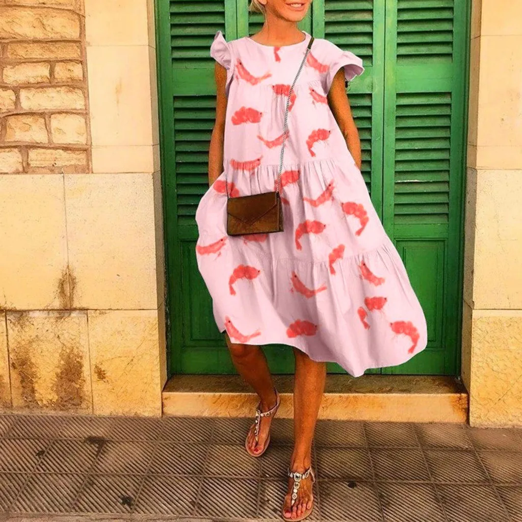 Винтажное свободное платье для беременных женщин Плиссированное однотонное