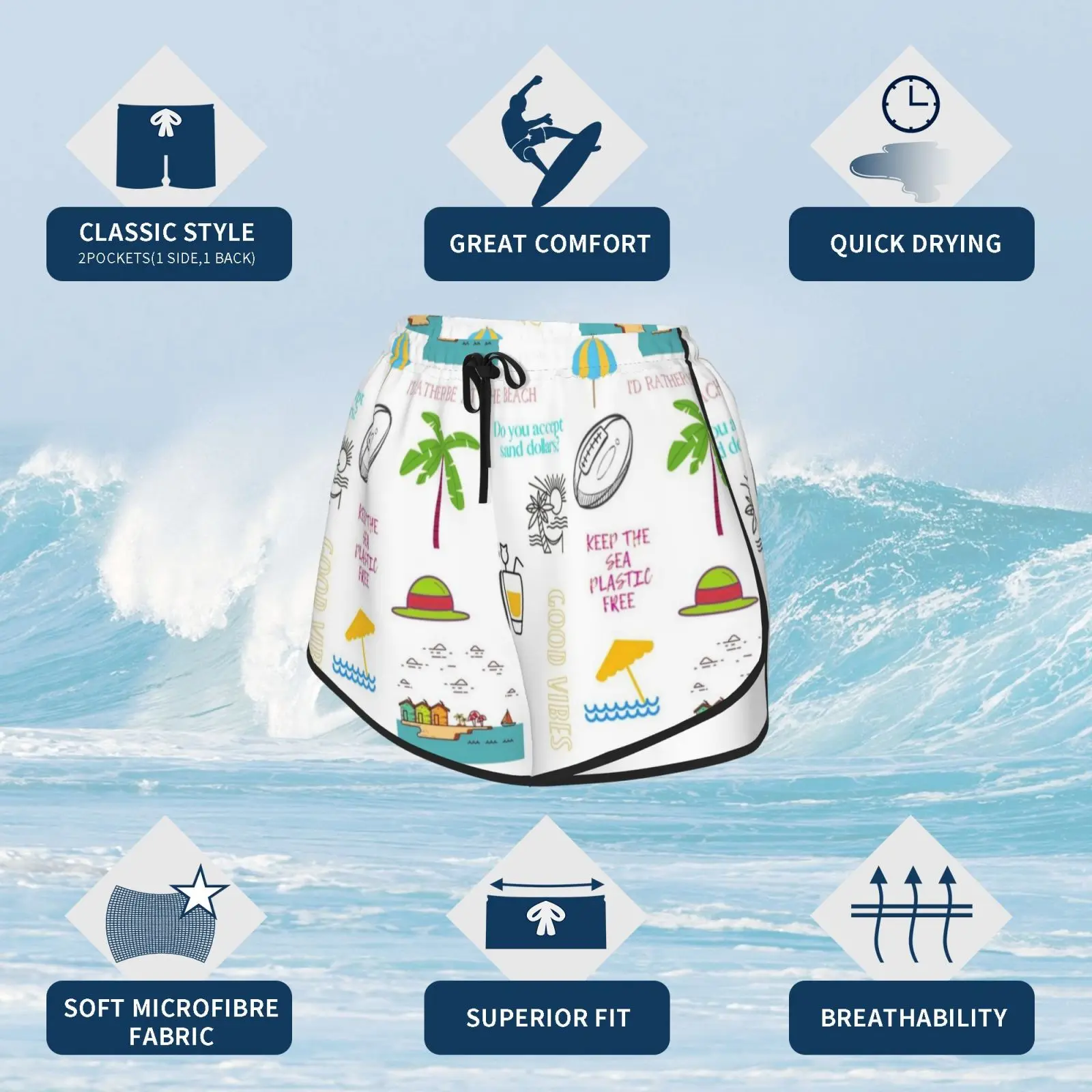 Пляжные гидро фляга наклейки 12 Плавание шорты пакет для пляжа Смешные Популярные