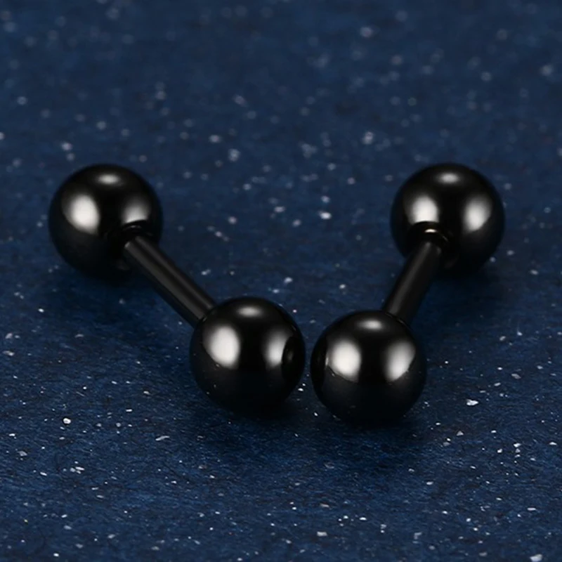 Модные мужские серьги-гвоздики из нержавеющей стали круглые сережки с шаром для