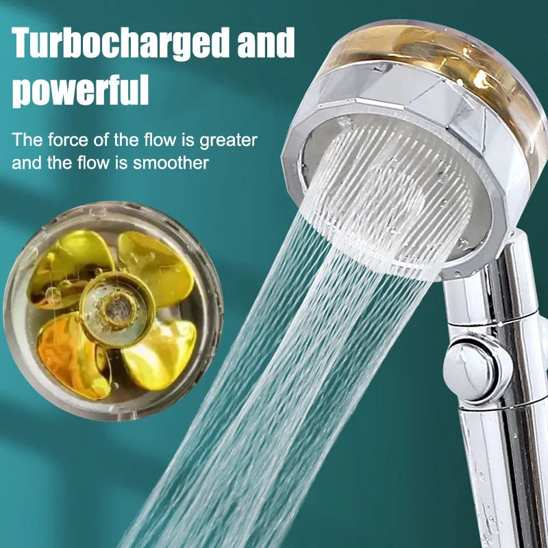 

WETIPS Plastic ABS Turbocharged Shower Head Stopswitch Water Saving Shower Heads Free Rotation Handheld Bath Showerheads Set