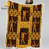 BlessLiving Ancient Fluffy Blanket Egyptian Gods Plush Bedspread Hieroglyphs Throw Blanket Retro Mantas De Cama 150x200cm 1