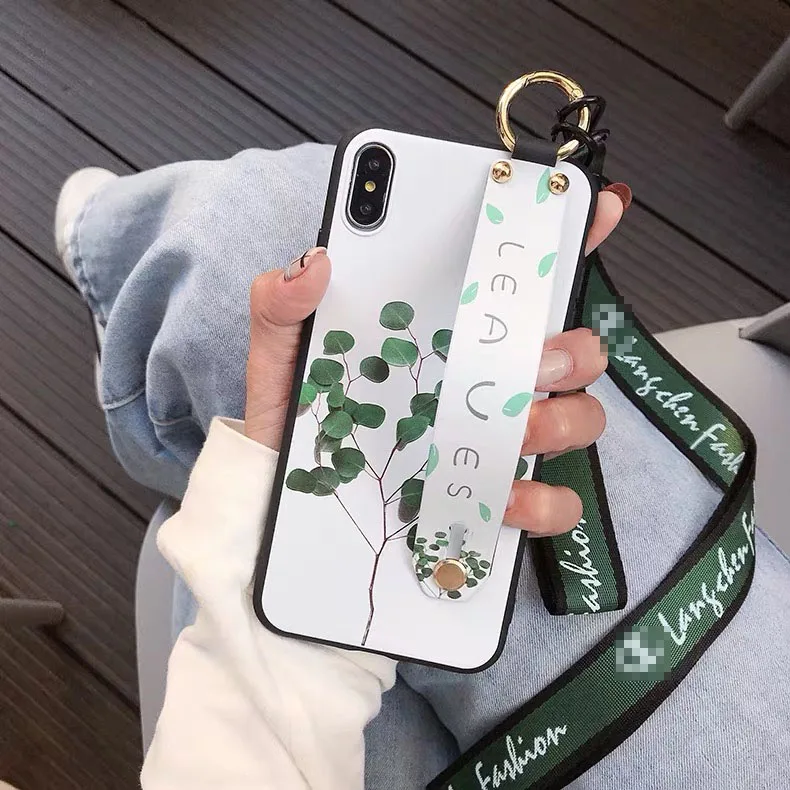 IK02-GW01Leaf SoCouple чехол для телефона для iphone XR X Xs max 11 Pro Max 7 8 6 6s plus фрукты авокадо Мягкий ТПУ шейный ремешок для запястья чехол - Цвет: IK02-GW01Leaf