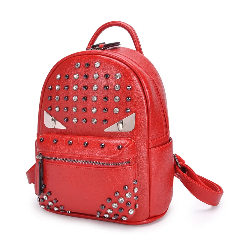 2019 женские кожаные рюкзаки с заклепками красного цвета Ретро Sac Dos Femme