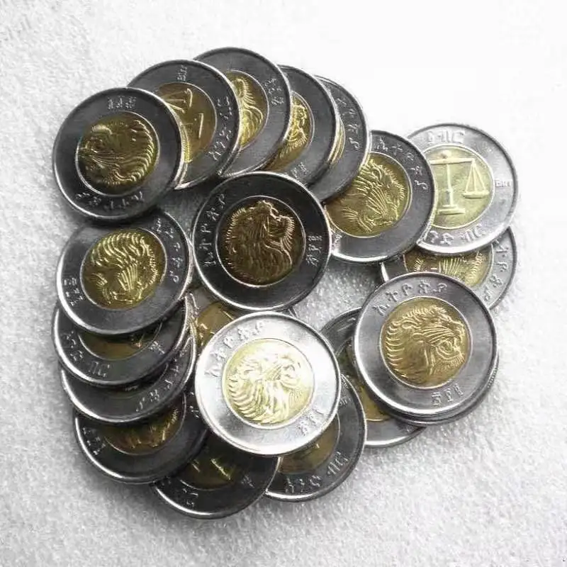 

[big coin] New Ethiopian lion two-color inlaid coin foreign coin collection