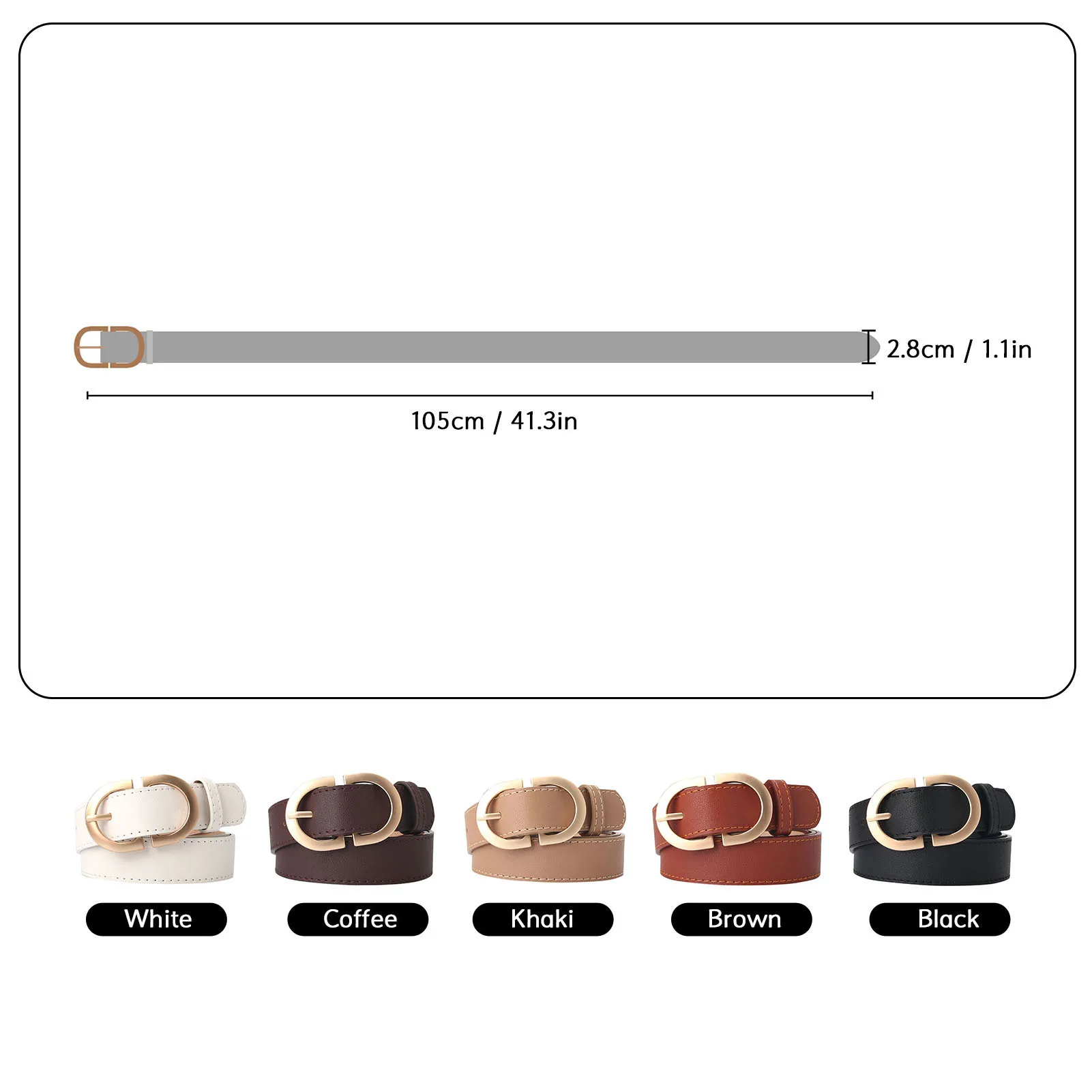 

2021 Fashion Women Belt PU Leather Vintage Solid D-shaped Buckle Skinny Waist Straps Pin Buckle Belts for Jeans Dress Shorts