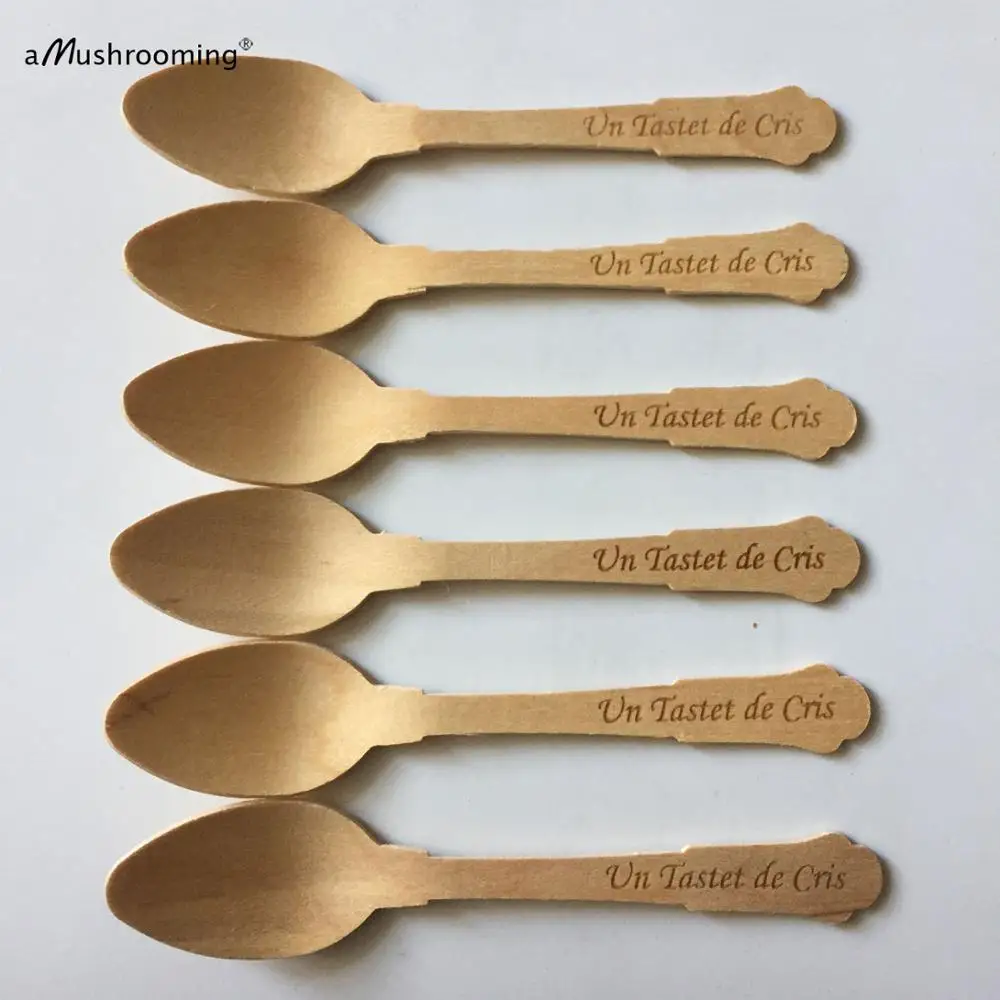 100 шт. индивидуально выгравироанные надписи на рустикальная Свадьба мини ложки