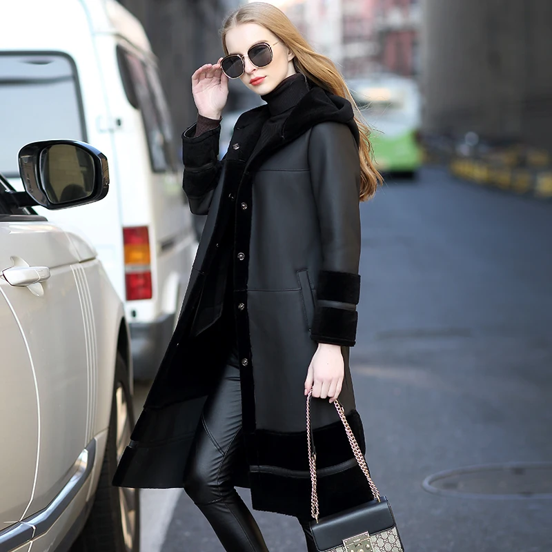 Fur Real Coat Female Fashion Women Winter Coats Korean Sheep Wool Long Slim Thick Jacket Warm Women's TOTGG937 s 's | Женская