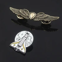 the last of us 2 ellie backpack pins brooch gold shield wings rocket spaceship badge brooches for fans cosplay jewelry gift