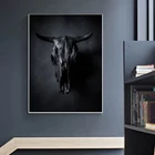 Настенная Картина на холсте с изображением черного быка, черепа, животных