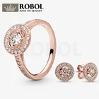 Высокое качество Бутик S925 кольцо из стерлингового серебра бледно-Белый Циркон Круглые позолоченные Цвет, ослепительно и привлекательный дизайн, бесплатная доставка