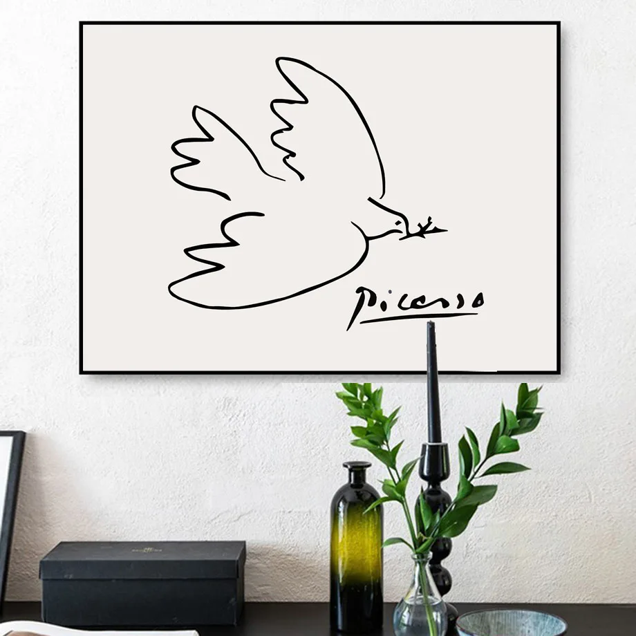 Картина на холсте Picasso Matisse Girl Bird Line для рисования настенные постеры и принты в