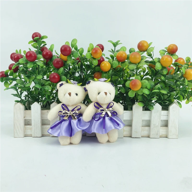 12 шт./лот Цветочные букеты см Мишка Тедди Мягкие плюшевые игрушки милое платье