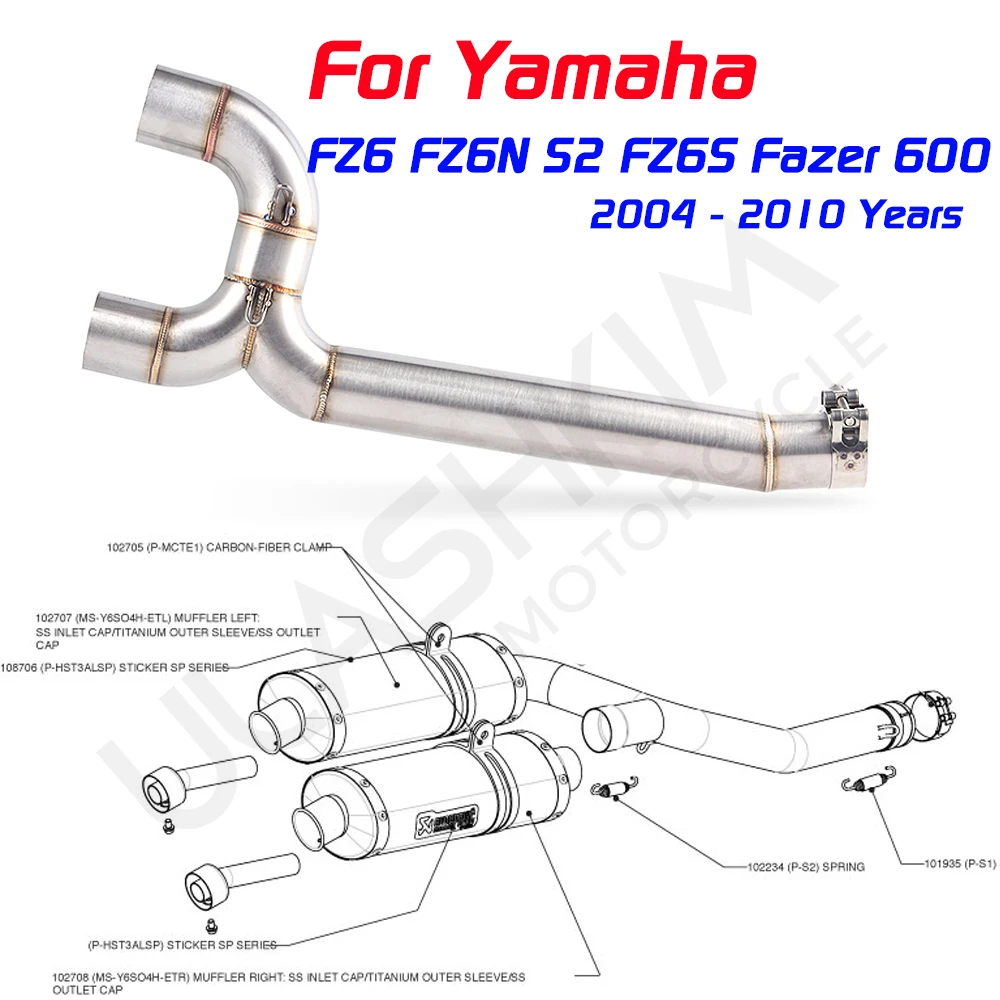 

FZ6S FZ6N Fazer600 Motorcycle Exhaust Muffler Middle Pipe For Yamaha FZ-6N FZ-6S FZ6 S2 Fazer 600 Exhaust