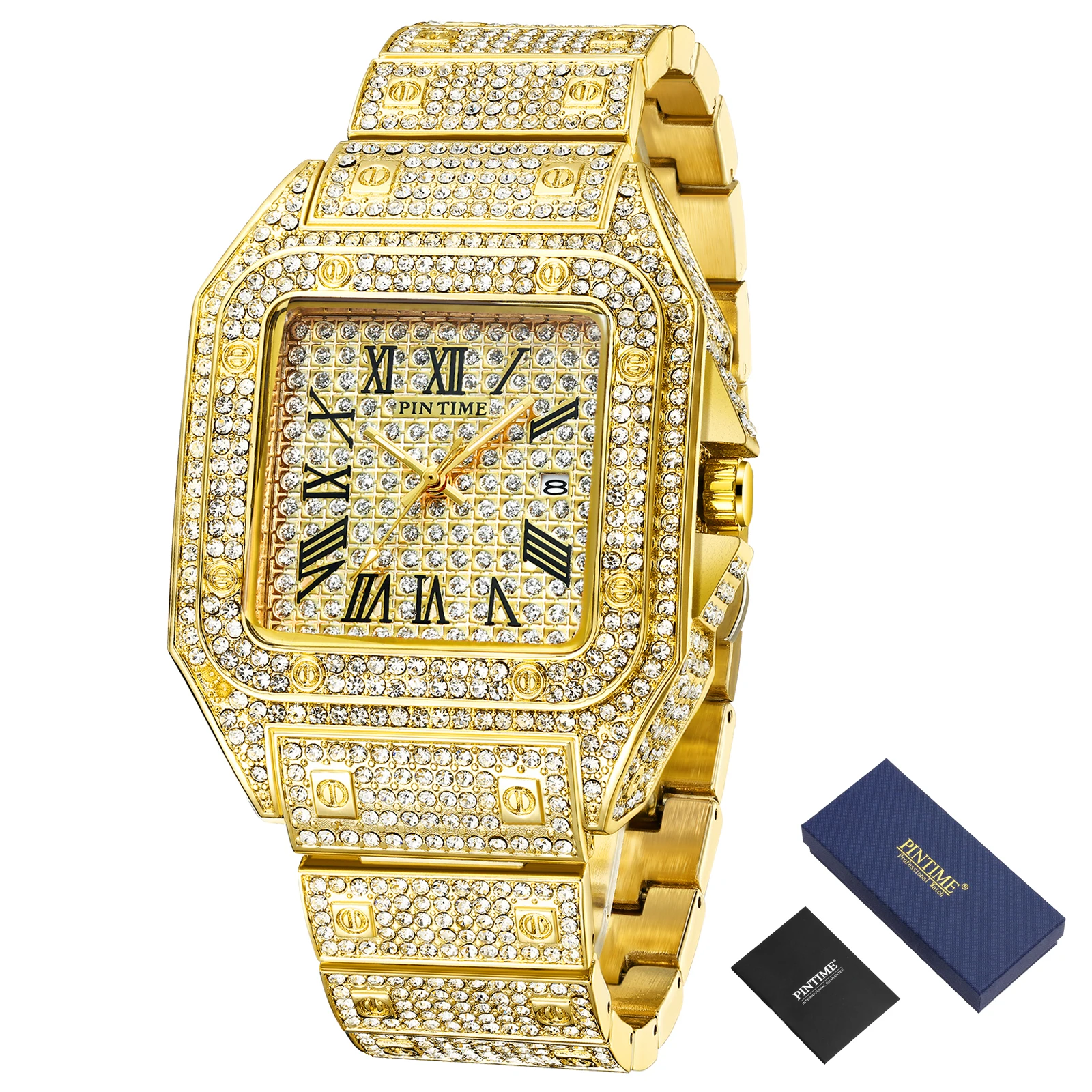 Часы наручные мужские с квадратным циферблатом брендовые Роскошные Кварцевые в