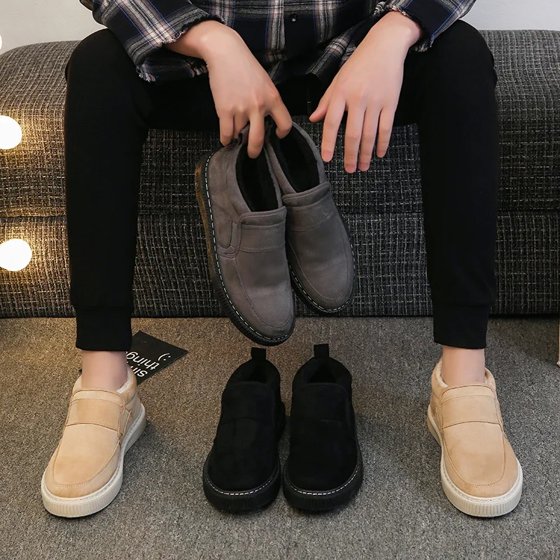 Winter fashion men's shoes leisure sneakers lazy flannel warm cotton | Обувь