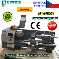 eu stock cd 210v mini lathe machine tool 400 x 210mm woodworking metal gear 750w spindle