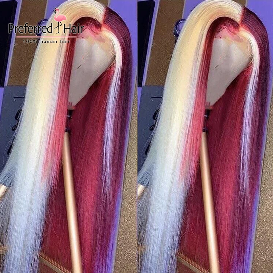 Предпочтительный розовый фиолетовый хайлайтер парик предварительно выщипанные