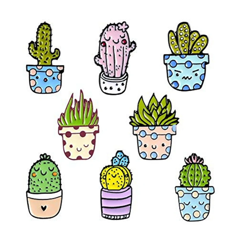 

8 шт., эмалированные заколки в виде кактуса