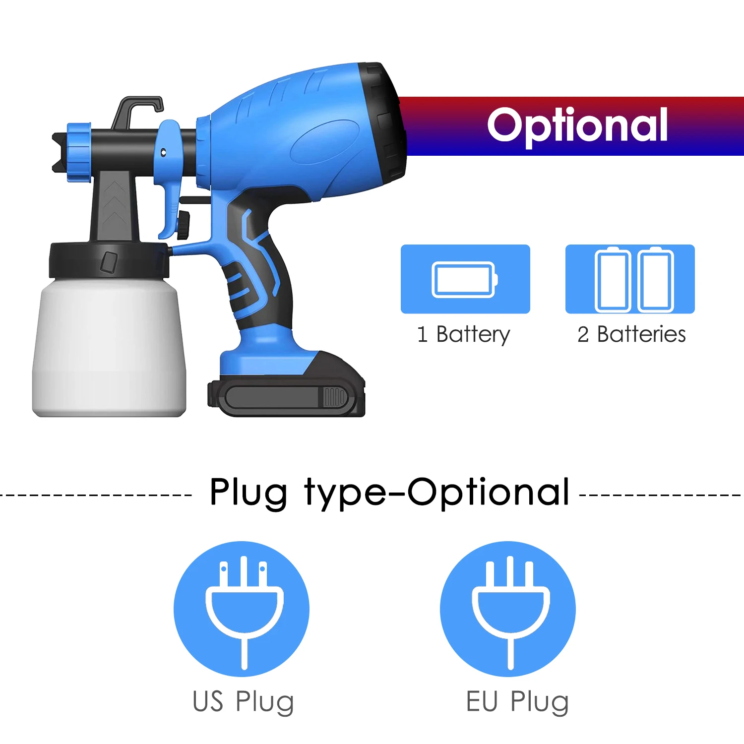 

120W Cordless Power Paint Sprayer HVLP Spray Paint Machine Air Sterilizer Sprayer with 2.5mm Nozzle 2.0Ah Lithium Battery