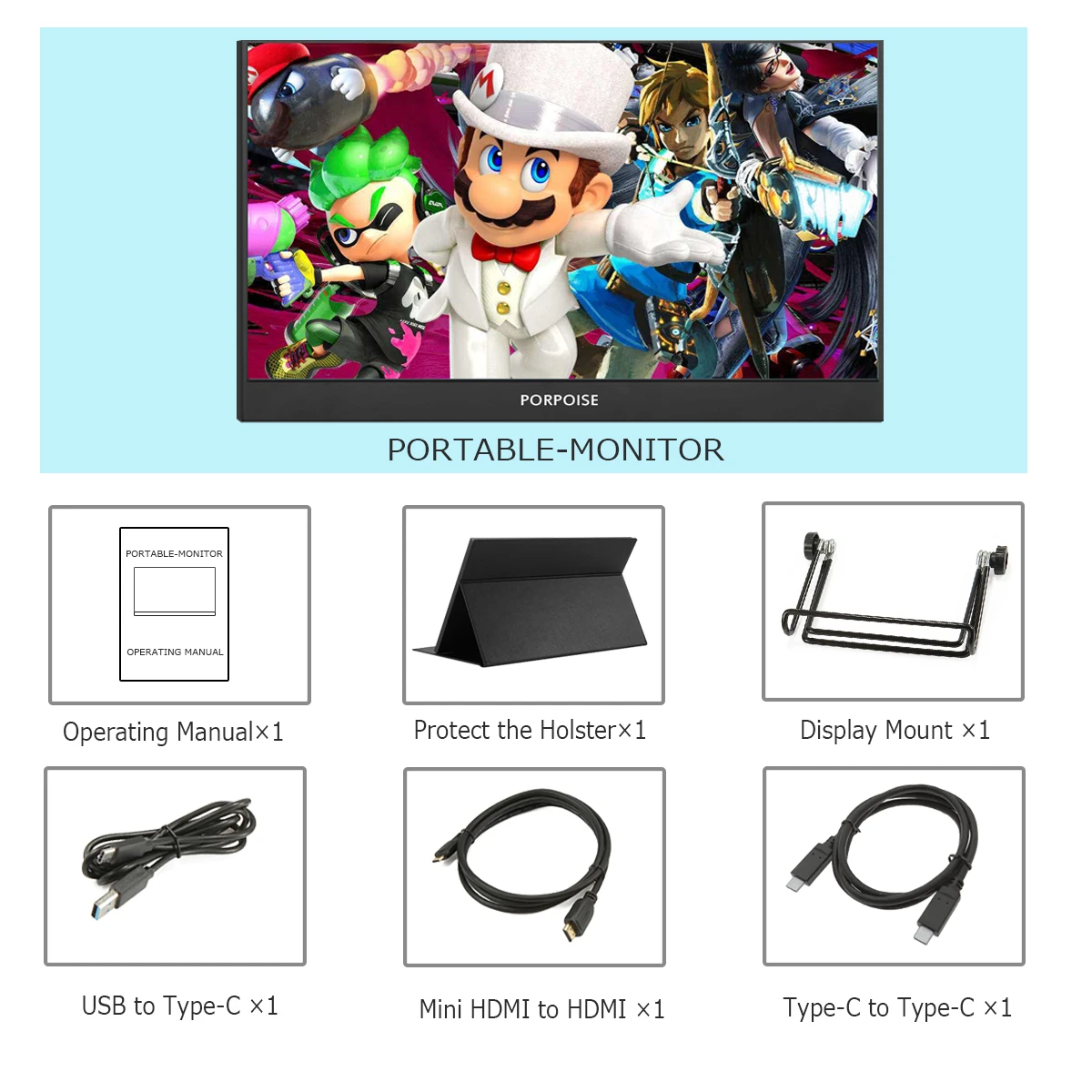 

17.3" USB Hdmi Type-C Portable Computer Monitor 1080P IPS LED Monitor Game Display Built-In Speakers For Tablet/xbox/switch/ps4