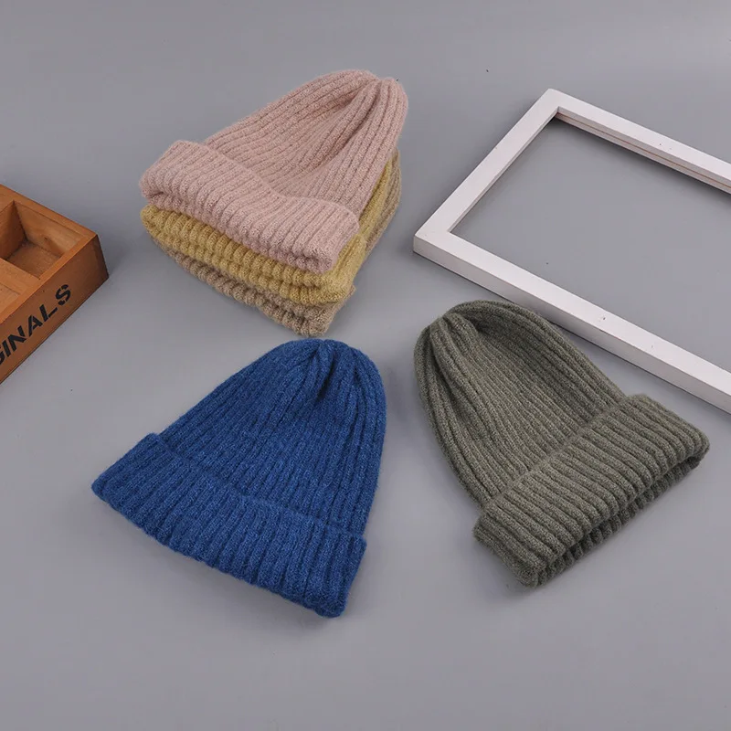 

autumn winter keep warm solid colors chic knitting hat cute fashionable soft hat kpop style wool elegant all match adult hat
