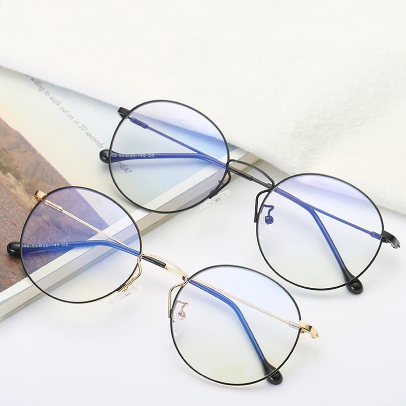 2019 Personality Round Frame Prescription Glasses For Myopia Men Women Alloy Photochromic Or Blue Light Blocking Spectacles Male |