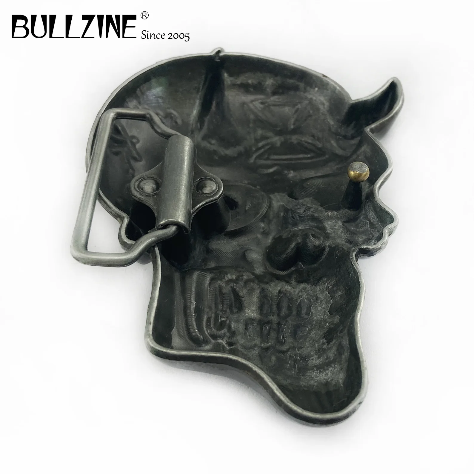 Оптовая продажа пряжка Bullzine из цинкового сплава с черепом оловянной отделкой